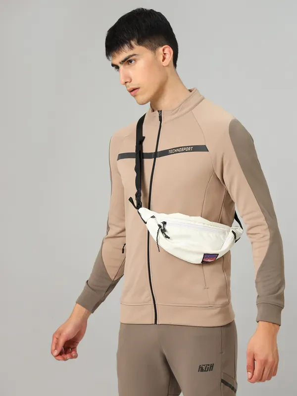 Men Colorblock Slim Fit Mock Neck Jacket with TECHNO GUARD - Image 2
