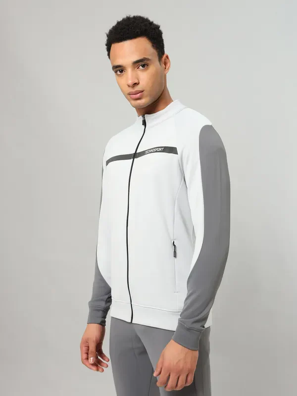 Men Colorblock Slim Fit Mock Neck Jacket with TECHNO GUARD - Image 3