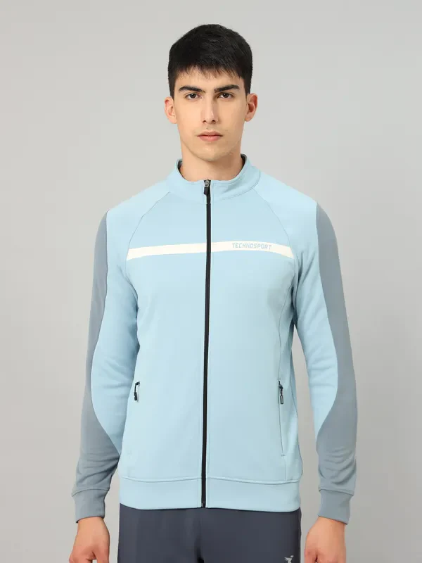Men Colorblock Slim Fit Mock Neck Jacket with TECHNO GUARD - Image 5