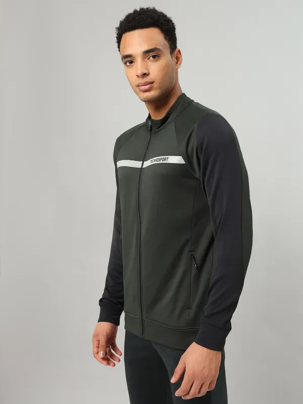 Men Colorblock Slim Fit Mock Neck Jacket with TECHNO GUARD - Image 4