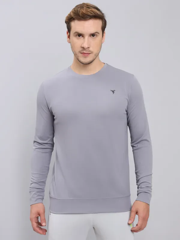 Men Solid Slim Fit Crew Neck T-shirt with ELASTO PLUS