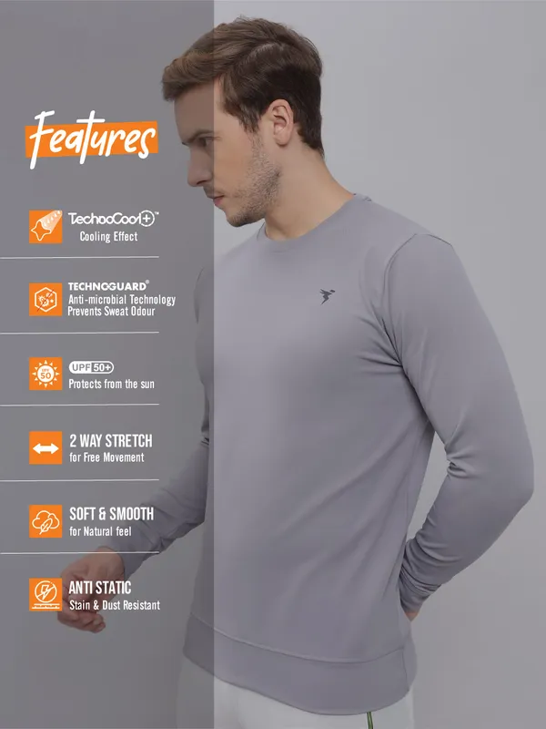 Men Solid Slim Fit Crew Neck T-shirt with ELASTO PLUS - Image 5
