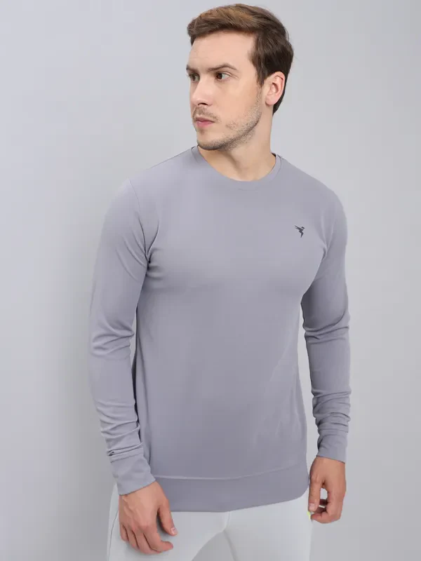 Men Solid Slim Fit Crew Neck T-shirt with ELASTO PLUS - Image 7