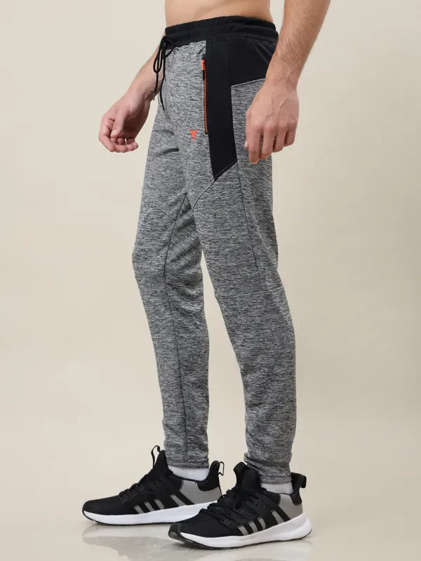 Men Melange Slim Fit Trackpants with TECHNO DRY - Image 4