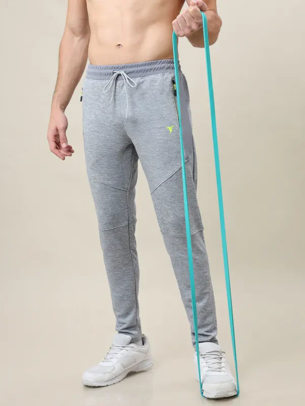 Men Melange Slim Fit Trackpants with TECHNO DRY - Image 2