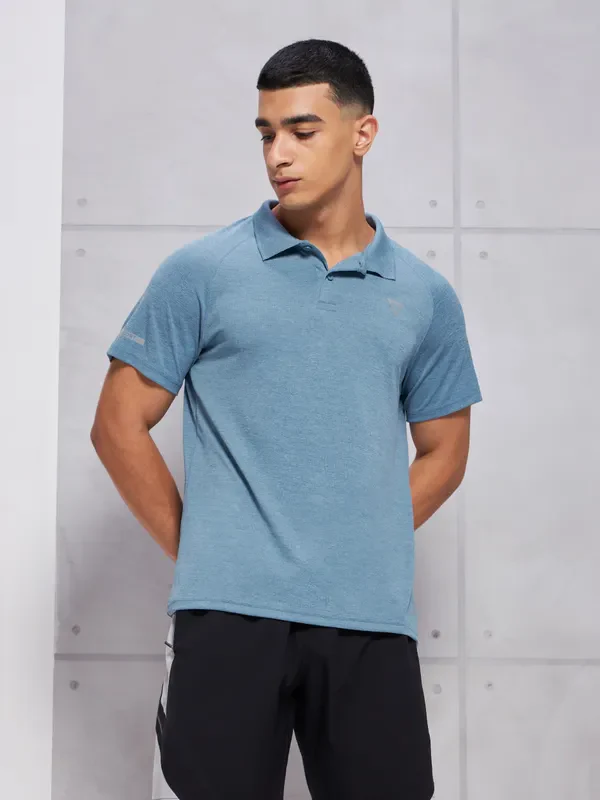 Men Melange Slim Fit Polo T-shirt with DOUBLE COOL - Image 2