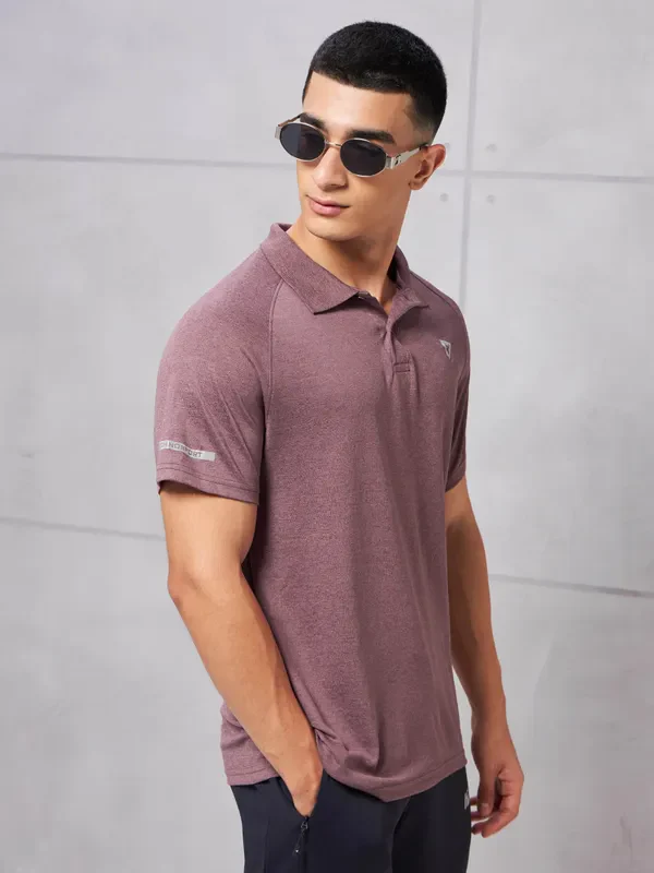 Men Melange Slim Fit Polo T-shirt with DOUBLE COOL - Image 4