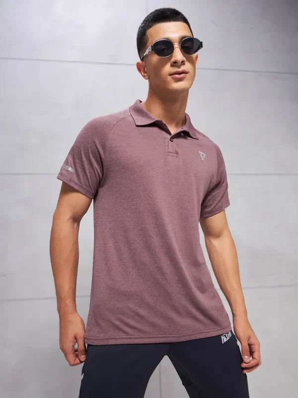 Men Melange Slim Fit Polo T-shirt with DOUBLE COOL - Image 5