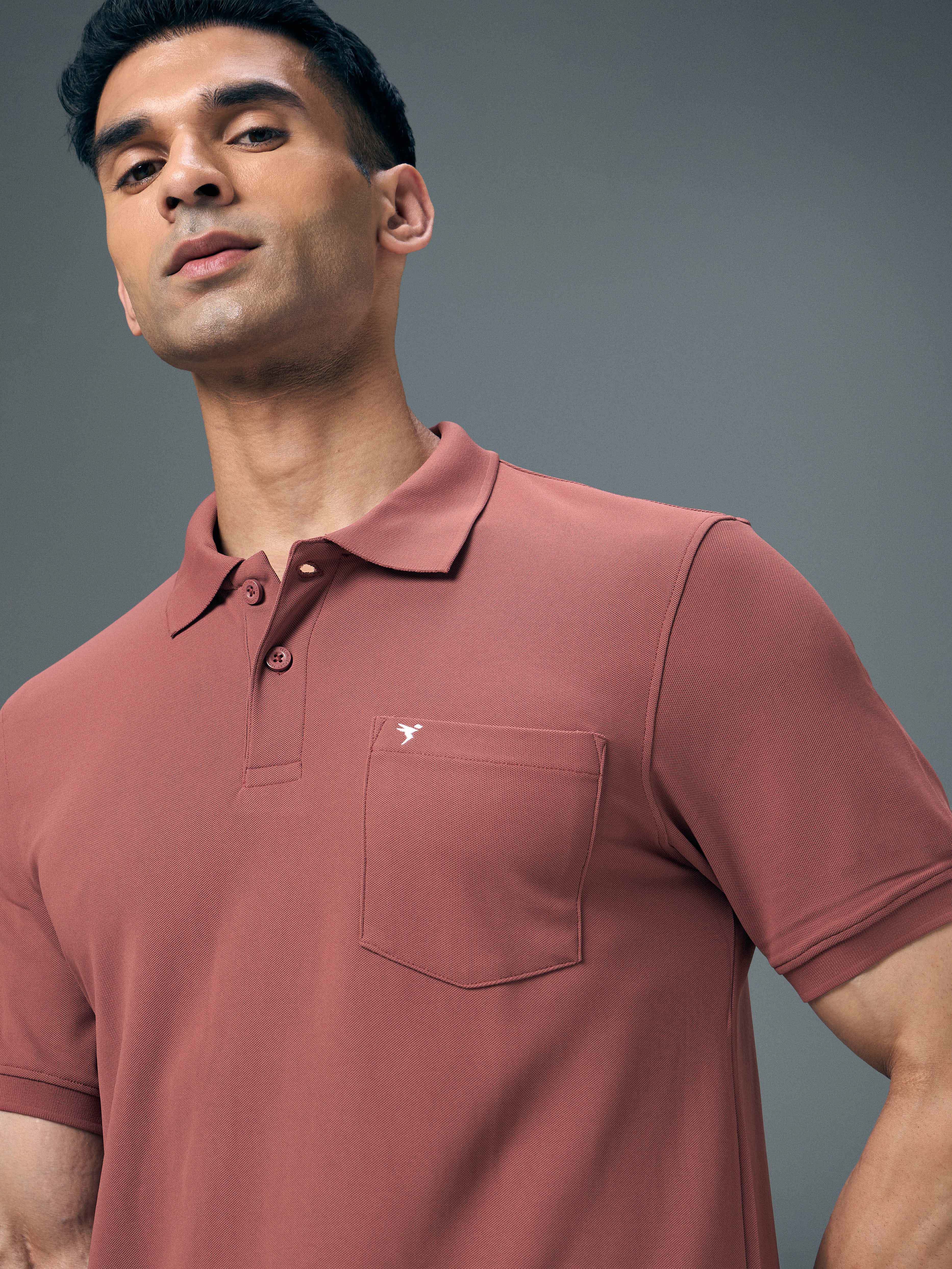 Men Solid Slim Fit Polo T-shirt with MATPIQ - Image 5