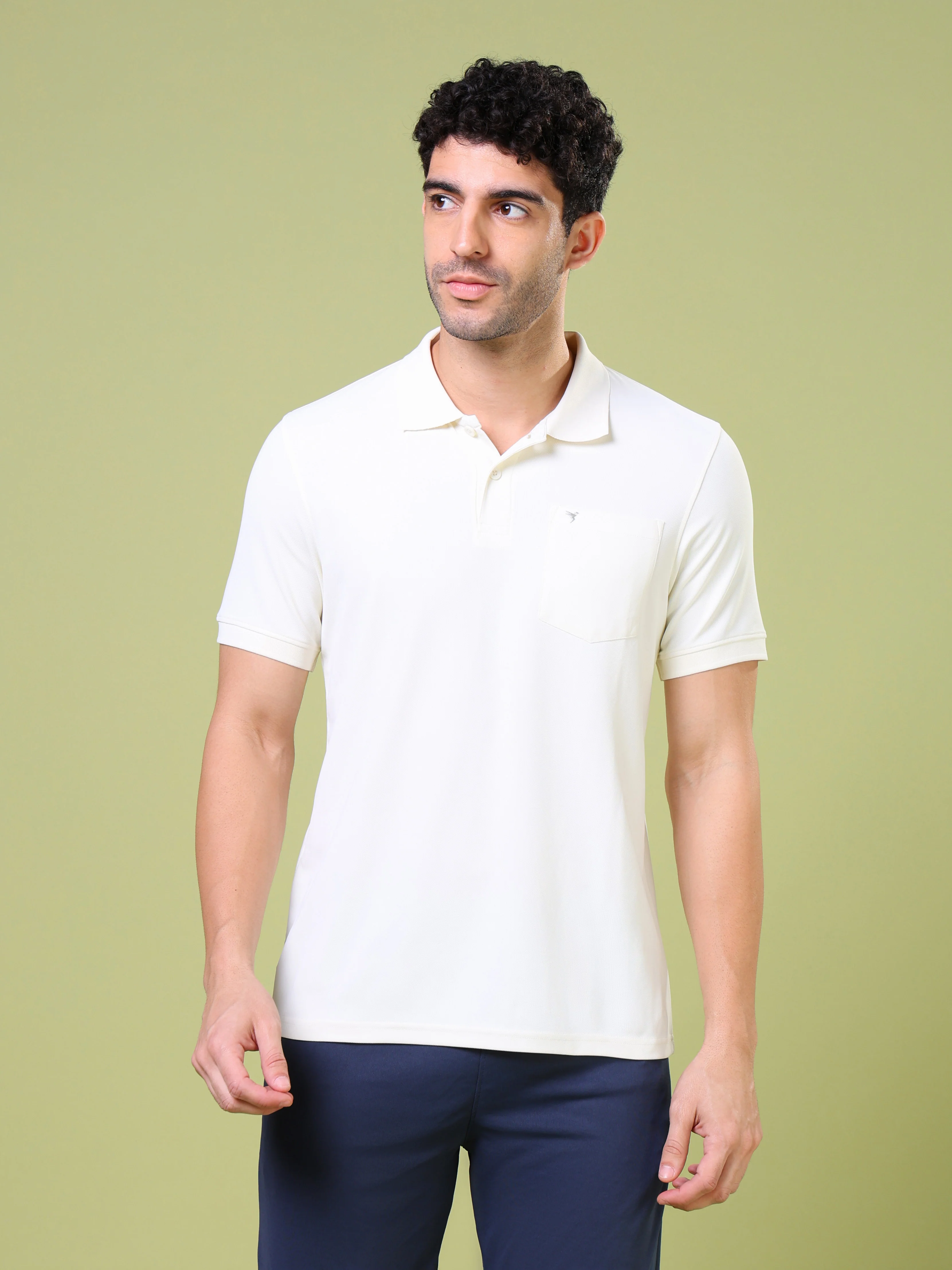 Men Solid Slim Fit Polo T-shirt with MATPIQ