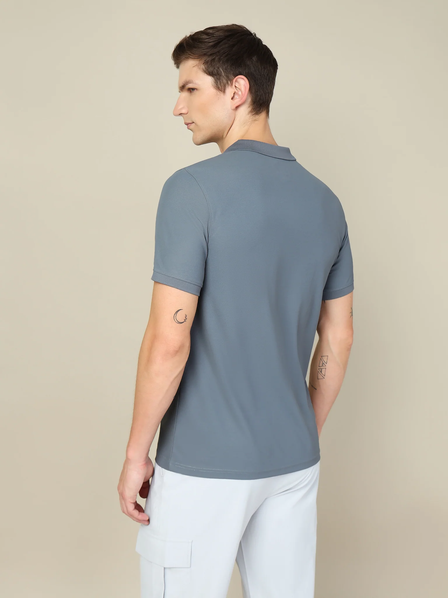 Men Solid Slim Fit Polo T-shirt with MATPIQ - Image 3