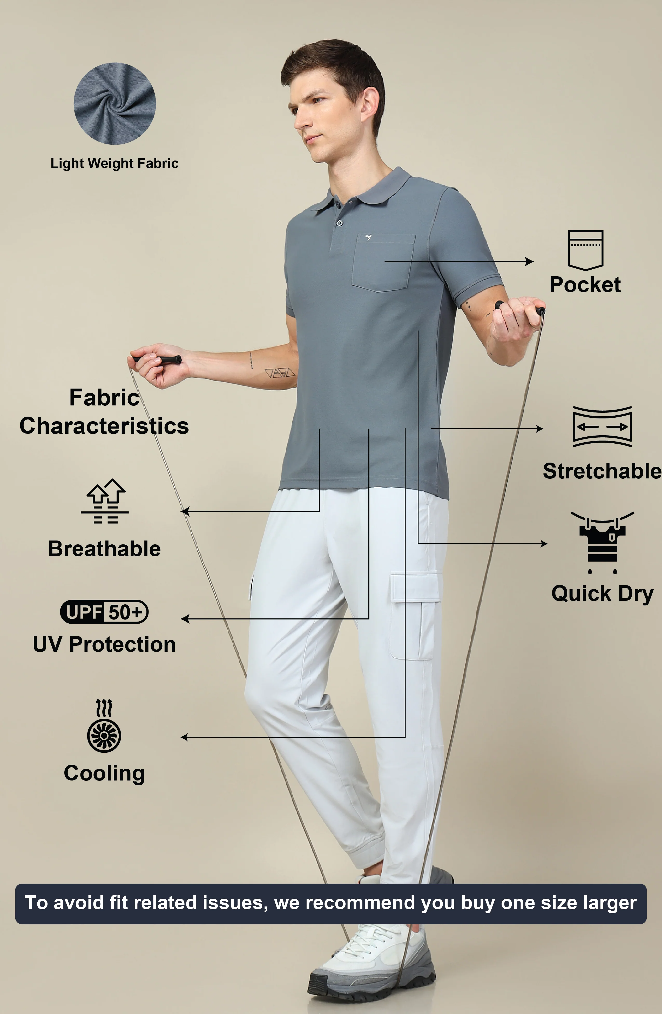 Men Solid Slim Fit Polo T-shirt with MATPIQ - Image 4