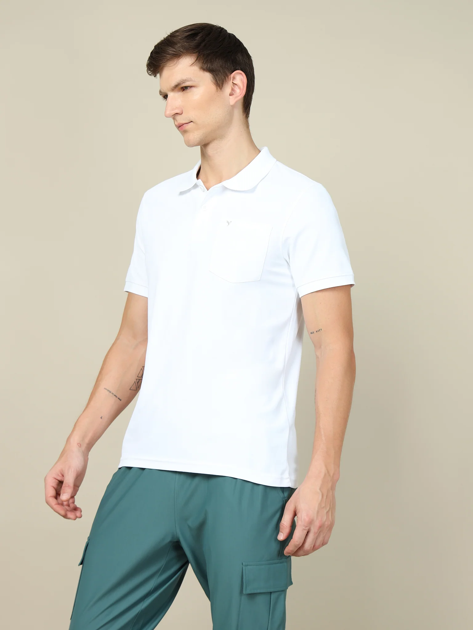 Men Solid Slim Fit Polo T-shirt with MATPIQ - Image 2