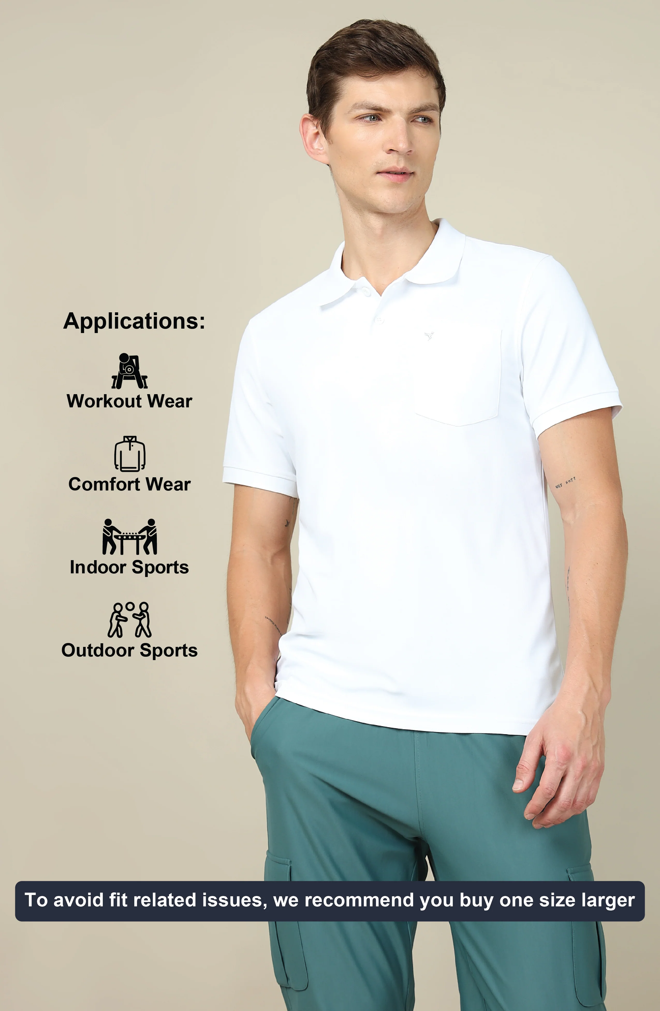 Men Solid Slim Fit Polo T-shirt with MATPIQ - Image 5