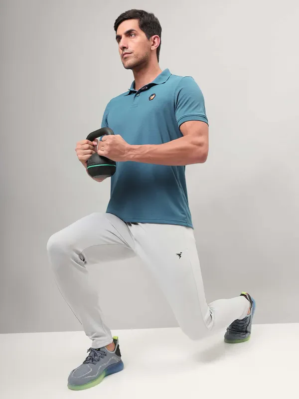 Men Self Design Slim Fit Polo T-shirt with MATPIQ - Image 5