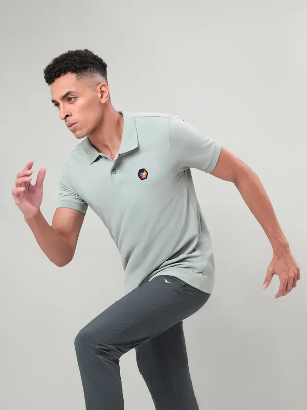Men Self Design Slim Fit Polo T-shirt with MATPIQ - Image 2