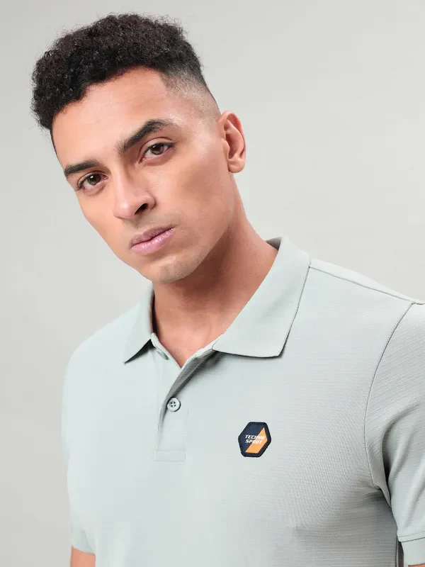 Men Self Design Slim Fit Polo T-shirt with MATPIQ - Image 6