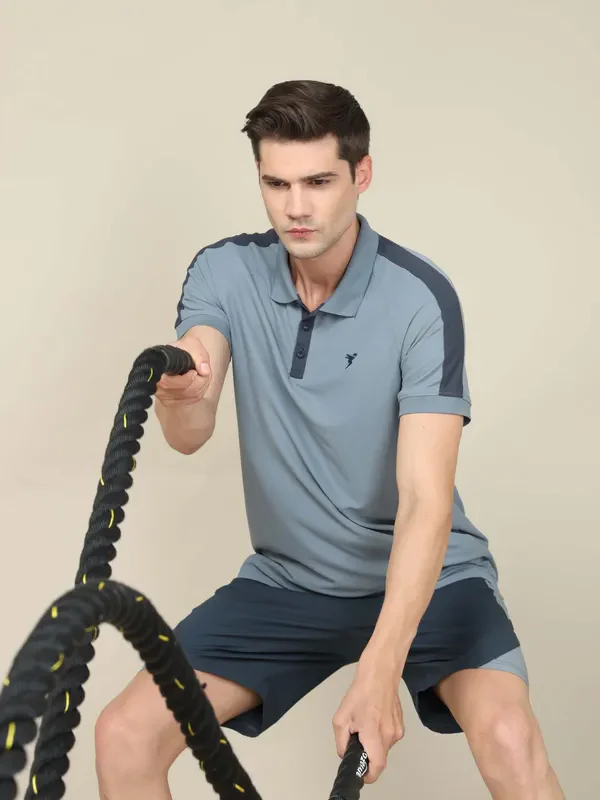 Men Colorblock Slim Fit Polo T-shirt with MATPIQ - Image 2