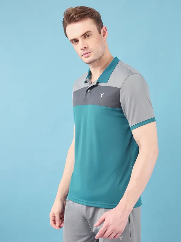 Men Colorblock Slim Fit Polo T-shirt with TECHNO COOL+ - Image 3