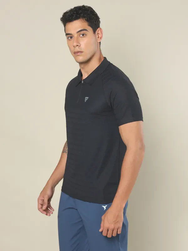 Men Self Design Regular Fit Polo T-shirt with MATPIQ - Image 4