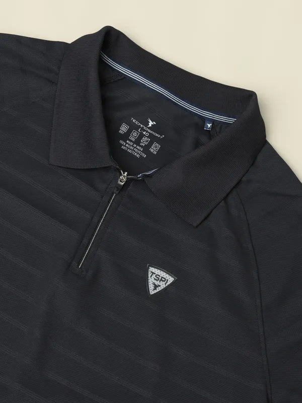 Men Self Design Regular Fit Polo T-shirt with MATPIQ - Image 7