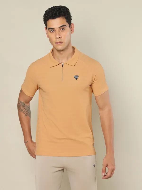 Men Self Design Regular Fit Polo T-shirt with MATPIQ - Image 3