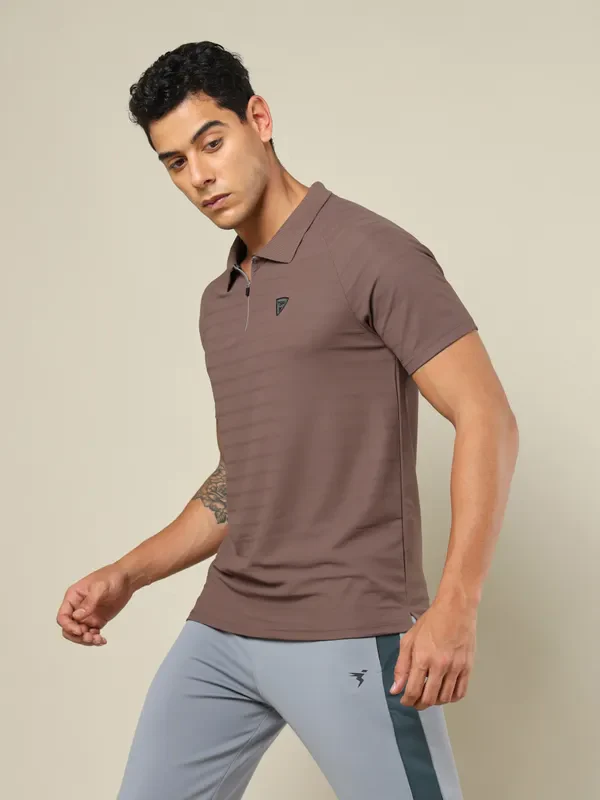 Men Self Design Regular Fit Polo T-shirt with MATPIQ - Image 5