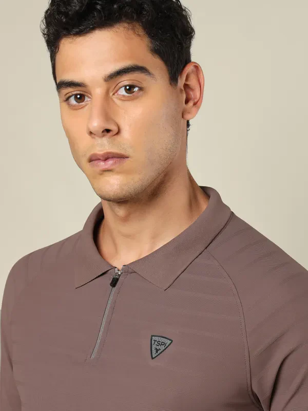 Men Self Design Regular Fit Polo T-shirt with MATPIQ - Image 6
