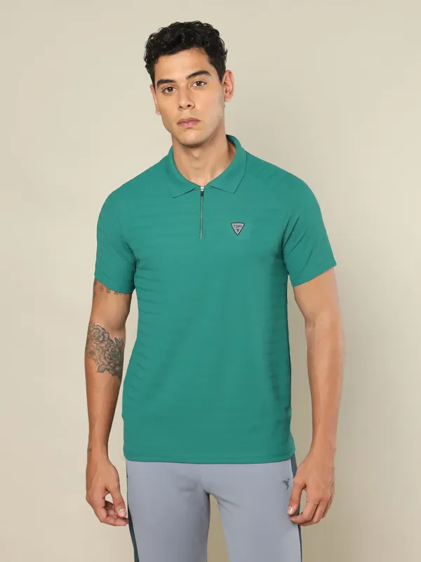 Men Self Design Regular Fit Polo T-shirt with MATPIQ - Image 3