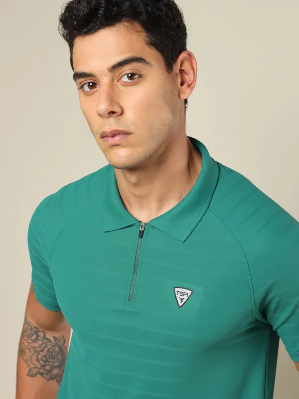 Men Self Design Regular Fit Polo T-shirt with MATPIQ - Image 6