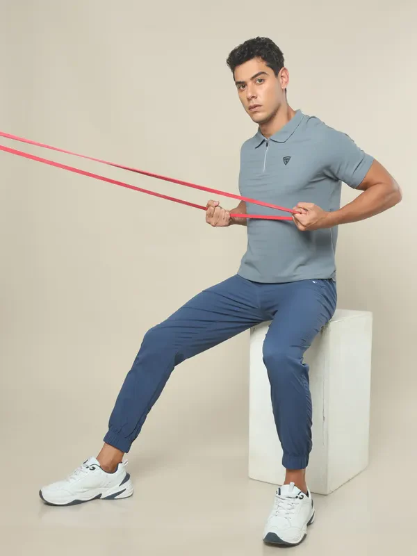 Men Self Design Regular Fit Polo T-shirt with MATPIQ - Image 2