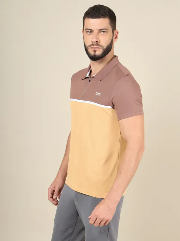 Men Colorblock Slim Fit Polo T-shirt with TECHNO COOL+ - Image 4