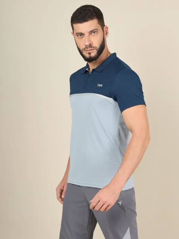 Men Colorblock Slim Fit Polo T-shirt with TECHNO COOL+ - Image 3
