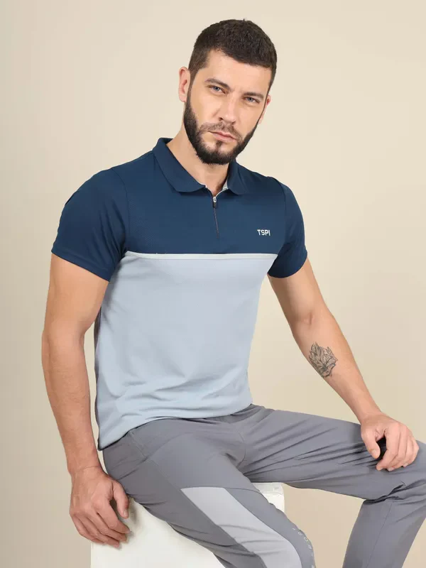Men Colorblock Slim Fit Polo T-shirt with TECHNO COOL+ - Image 4