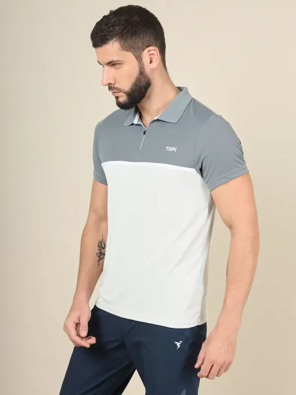 Men Colorblock Slim Fit Polo T-shirt with TECHNO COOL+ - Image 3