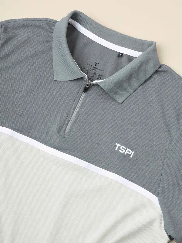 Men Colorblock Slim Fit Polo T-shirt with TECHNO COOL+ - Image 7