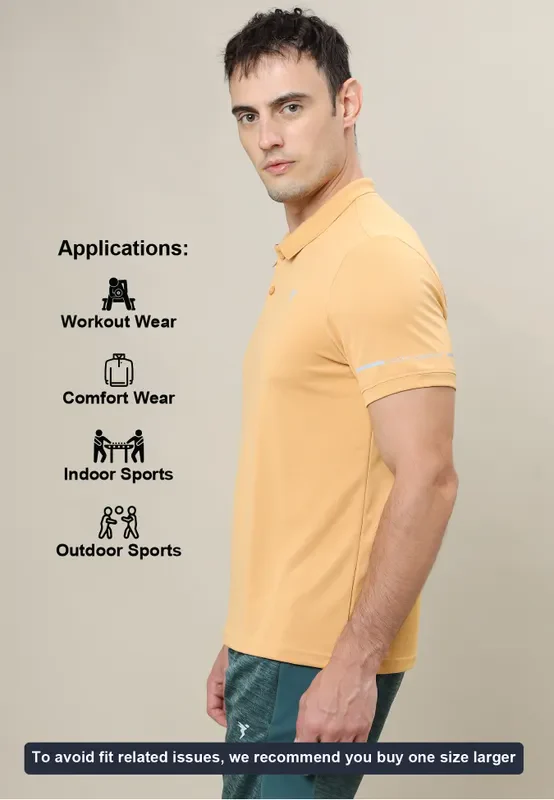 Men Solid Slim Fit Polo T-shirt with TECHNO COOL+ - Image 4
