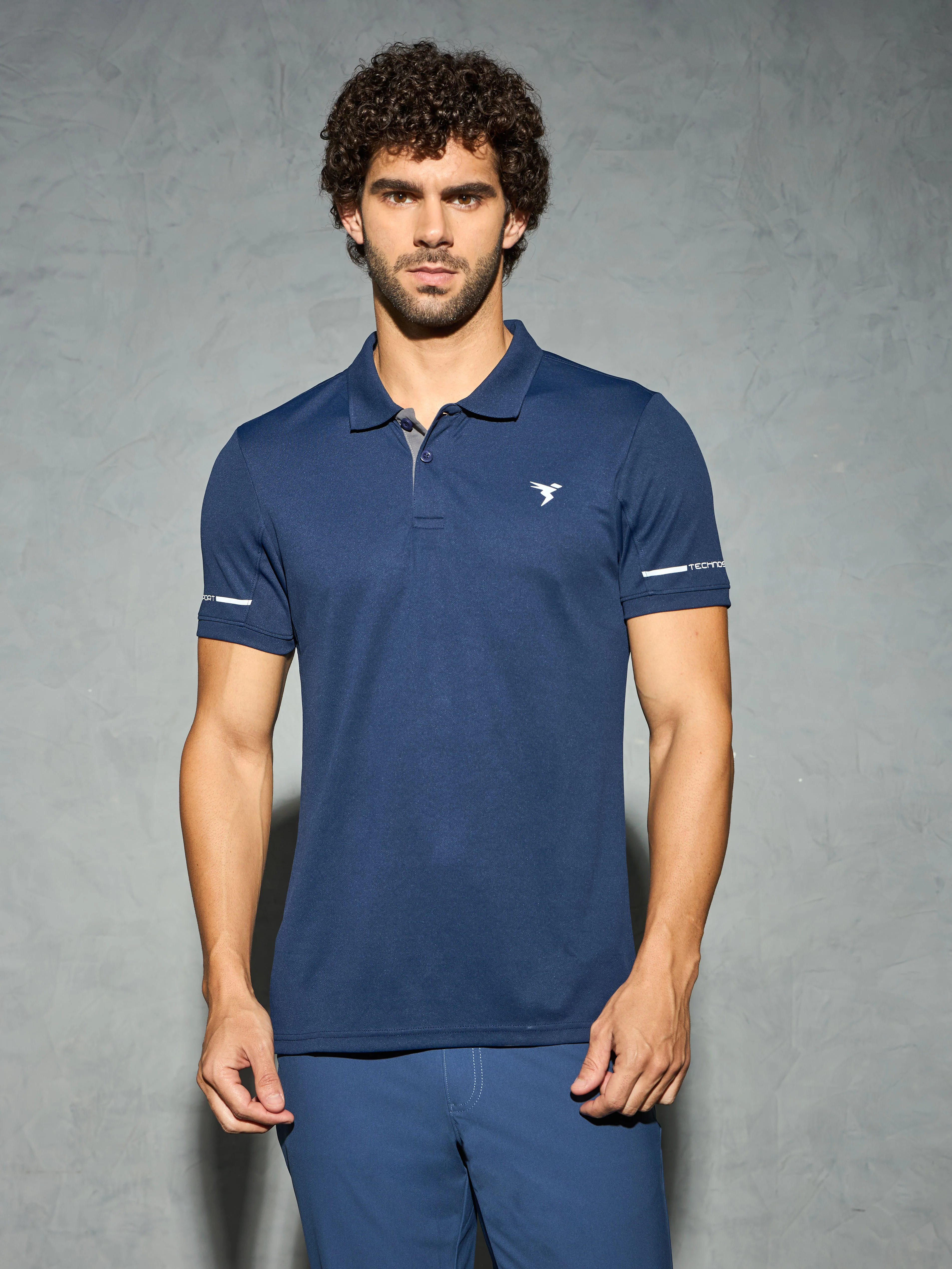 Men Solid Slim Fit Polo T-shirt with TECHNO COOL+ - Image 2