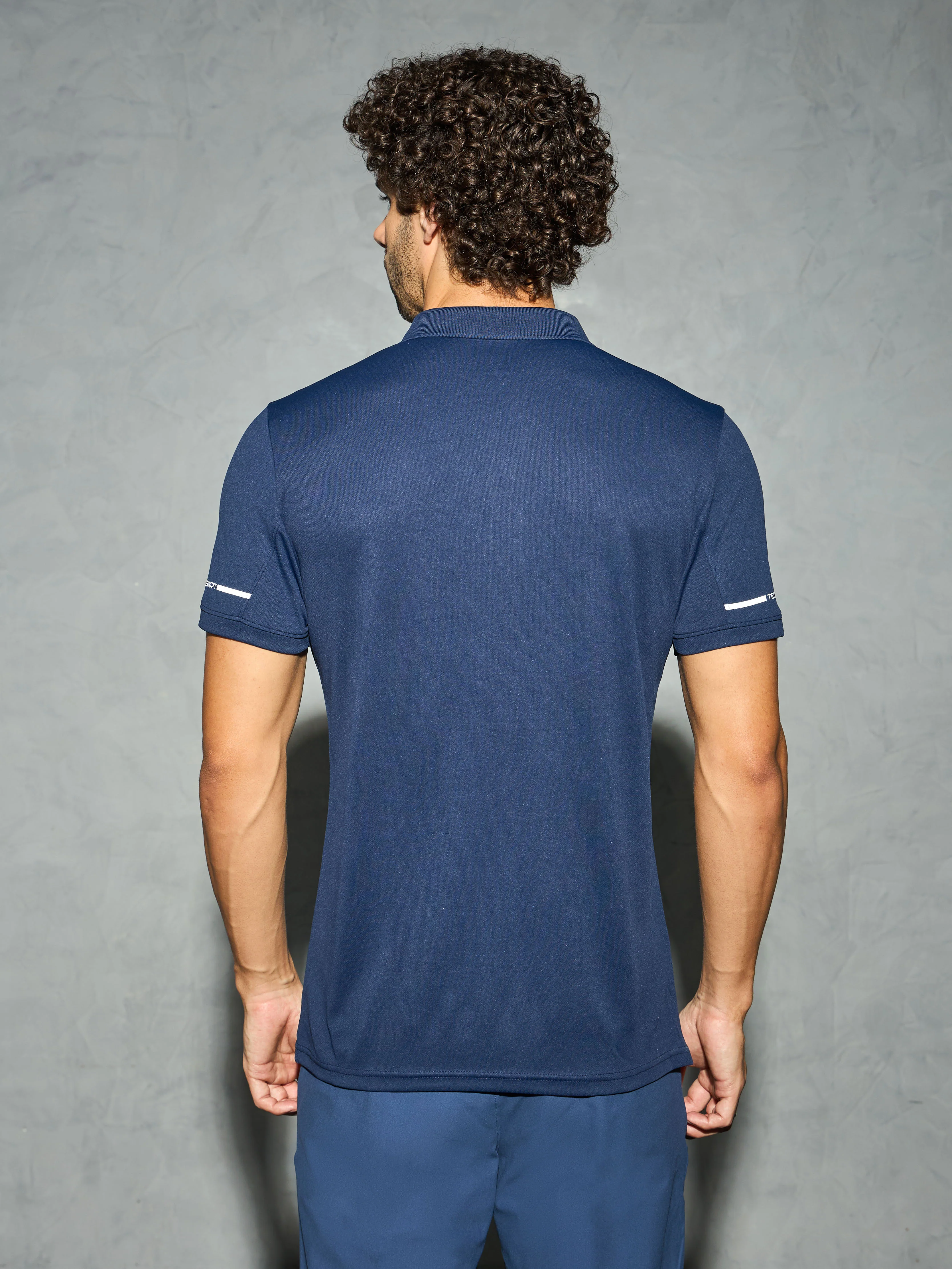 Men Solid Slim Fit Polo T-shirt with TECHNO COOL+ - Image 3