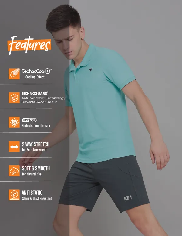Men Solid Slim Fit Polo T-shirt with MATPIQ - Image 4
