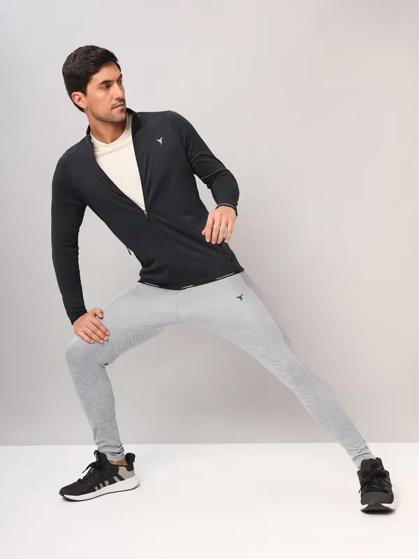 Men Solid Slim Fit Mock Neck Jacket with TECHNO DRY - Image 4
