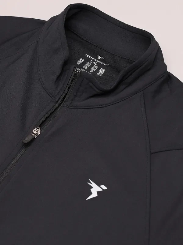 Men Solid Slim Fit Mock Neck Jacket with TECHNO DRY - Image 7