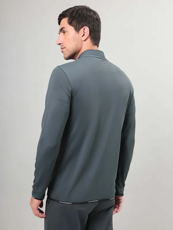 Men Solid Slim Fit Mock Neck Jacket with TECHNO DRY - Image 4