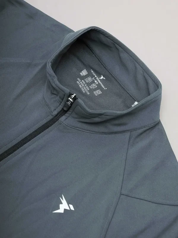 Men Solid Slim Fit Mock Neck Jacket with TECHNO DRY - Image 9