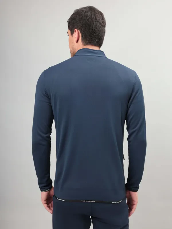 Men Solid Slim Fit Mock Neck Jacket with TECHNO DRY - Image 4