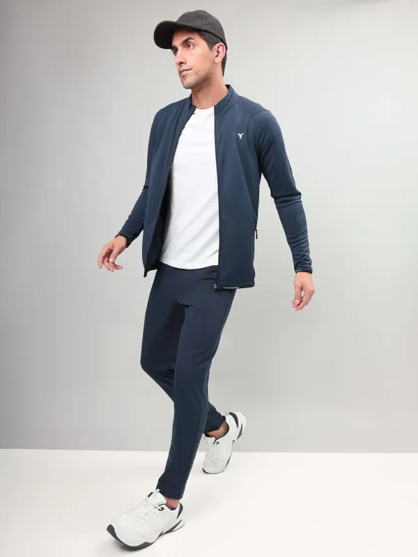 Men Solid Slim Fit Mock Neck Jacket with TECHNO DRY - Image 8
