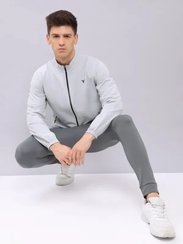 Men Solid Slim Fit Mock Neck Jacket with TECHNOLITE - Image 5