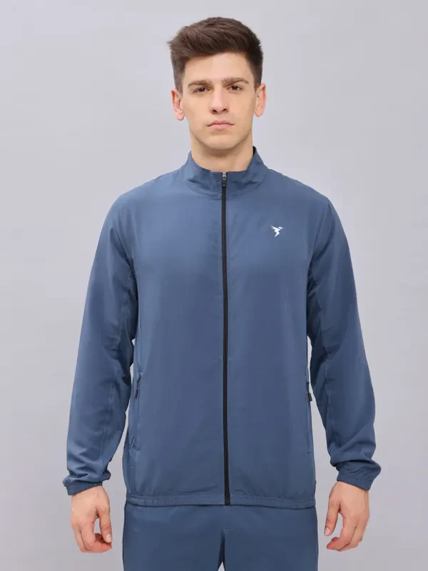 Men Solid Slim Fit Mock Neck Jacket with TECHNOLITE - Image 2