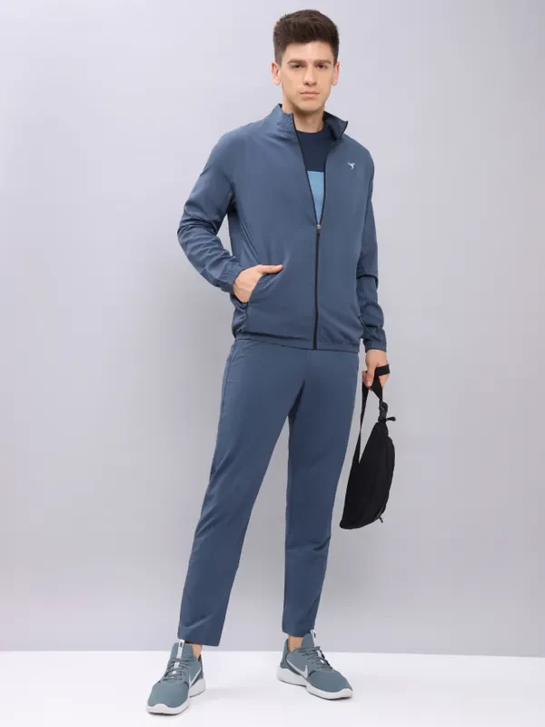 Men Solid Slim Fit Mock Neck Jacket with TECHNOLITE - Image 4