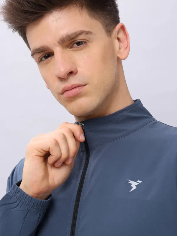 Men Solid Slim Fit Mock Neck Jacket with TECHNOLITE - Image 5
